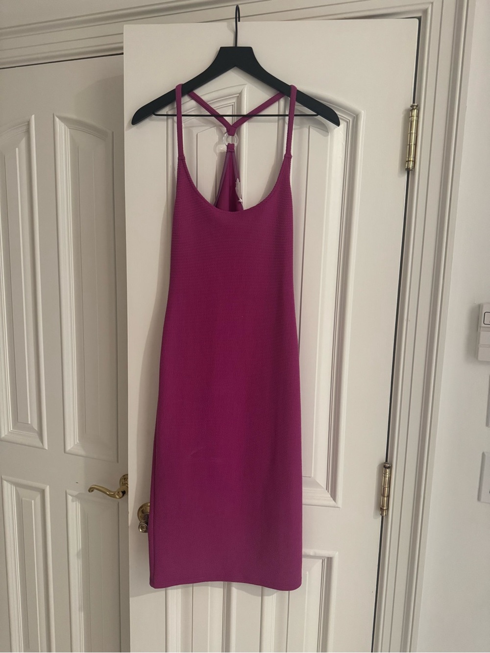 Lovers + Friends Magenta Midi Slip Dress with Strappy Back